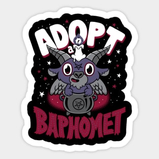 Adopt a Baphomet - Creepy Cute Cartoon - Kawaii Goth Sticker